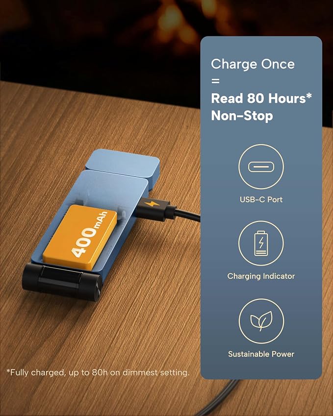 86lux Book Light, Rechargeable Clip-On LED Reading Light - Image 5