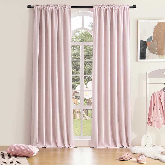 Blush Pink Room Darkening Soft Curtains by DONREN