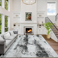 5x7 Area Rugs for Living Room: Washable Abstract Black White Grey Carpet | by GENTDRIZZ