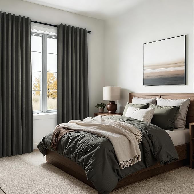 102 Inch Long Charcoal Gray Blackout Curtains - Image 4