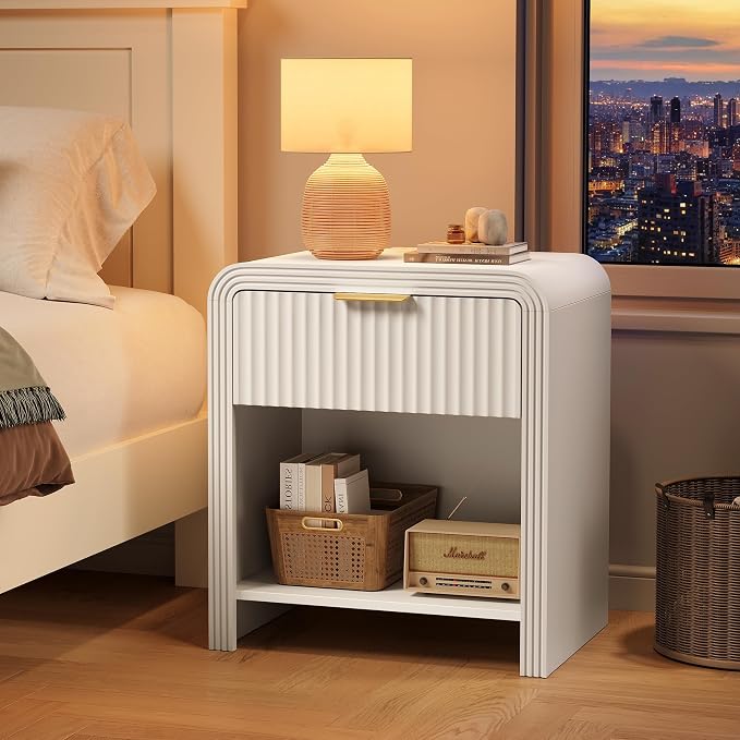 Decofy Fluted 1-Drawer Nightstand - Image 7