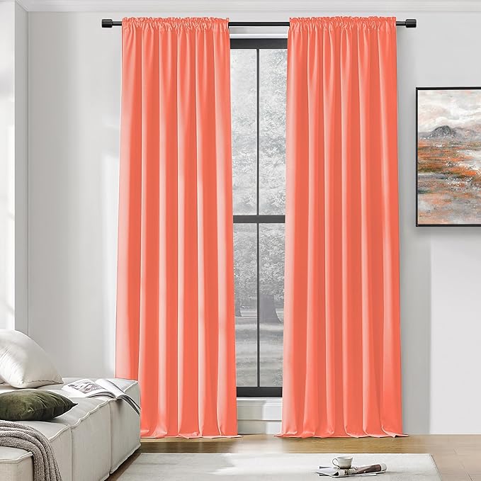Room Darkening Rod Pocket Curtain Panels by DONREN