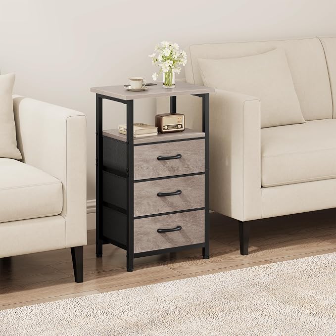 Nightstand Set of 2 with Charging Station, Bedside Table with USB Ports and - Image 7