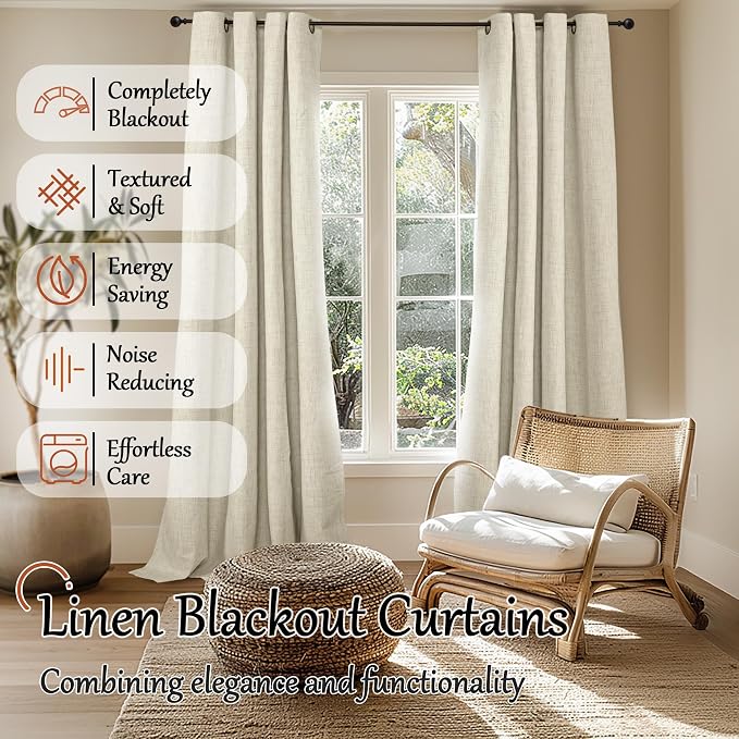 Natural Linen Blackout Curtains - Image 2