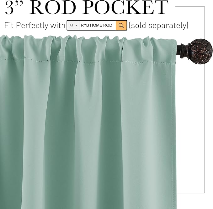 RYB HOME Small Window Curtains 45 inches Length - Image 2