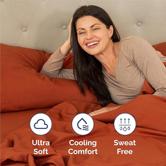 King 6 Piece Sheet Set - Cooling, Comfy & Breathable - Hotel Luxury Bedding, Includes Fitted Sheet for Women, Men, Kids & Teens - 1 Flat, 1 Fitted Sheet, 4 Pillowcases with Deep Pockets - Terracotta