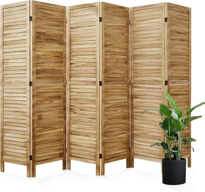 Room Dividers and Folding Privacy Screens, Wood Louvered Separators Divider Wall by Svimi