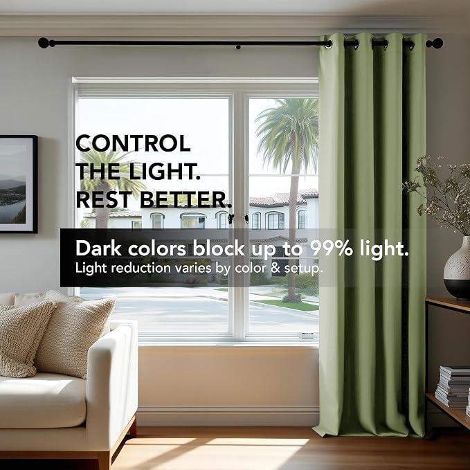 Deconovo Blackout Curtains for Bedroom and Living Room 45 Inches Long | Black - Image 4