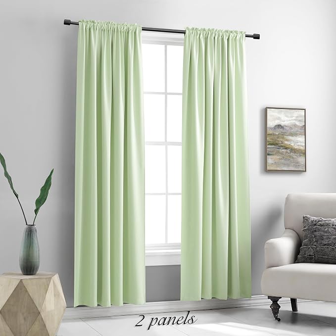 Light Lily Green Curtains 84 Inch Length - Image 2