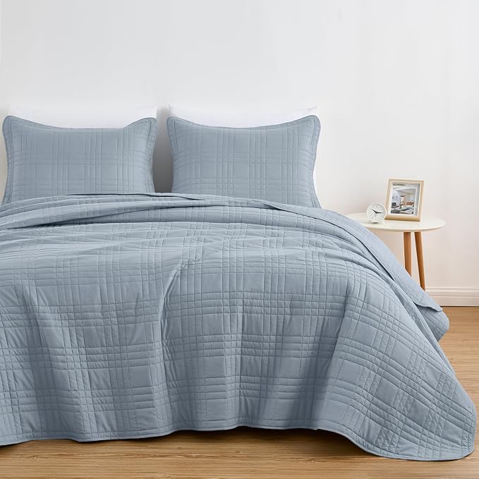 Chezmoi Collection Kingston King Size Bedspread Set, 3-Piece Cool Gray - Image 2