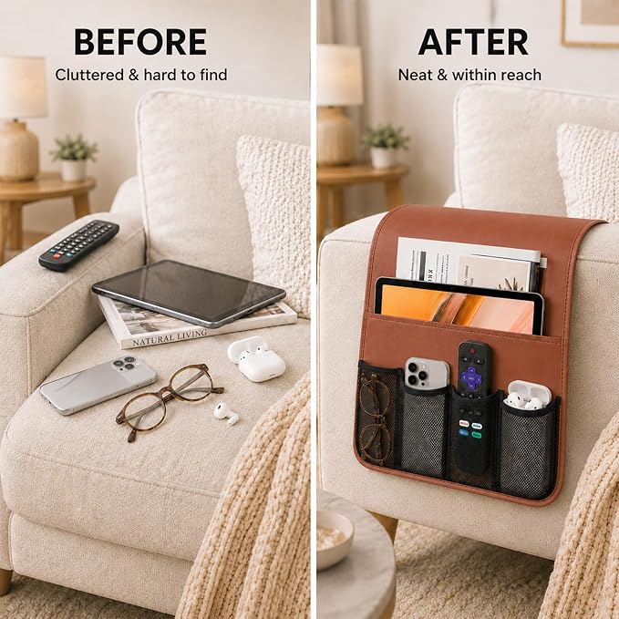 Armchair Caddy for Couch Remote Control Holder Recliner Armrest Organizer Non - Image 4