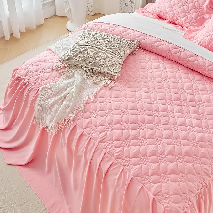 Ruffle Skirt Bedspread Set Flower Style - Image 6