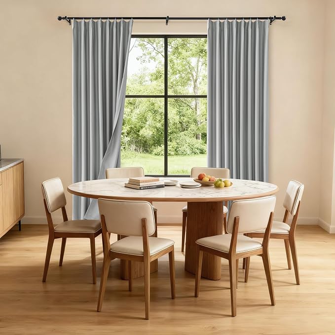 Etherealveil Light Gray Pinch Pleated Blackout Curtains 2 Panels 52"x102" | - Image 2