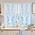 Yinhua Blue Kitchen Curtains 36 Inch Length Double Layer Blackout Cafe Curtains by yinhua