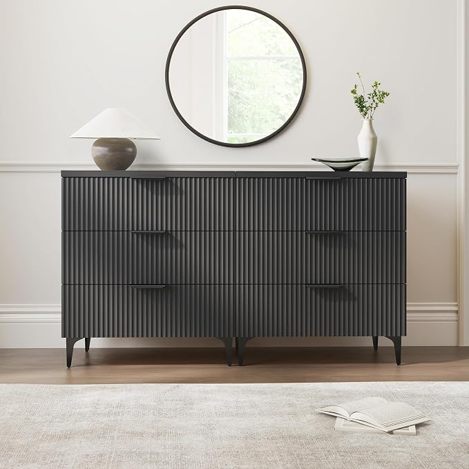 25.6" W Black Fluted Nightstand - Image 3
