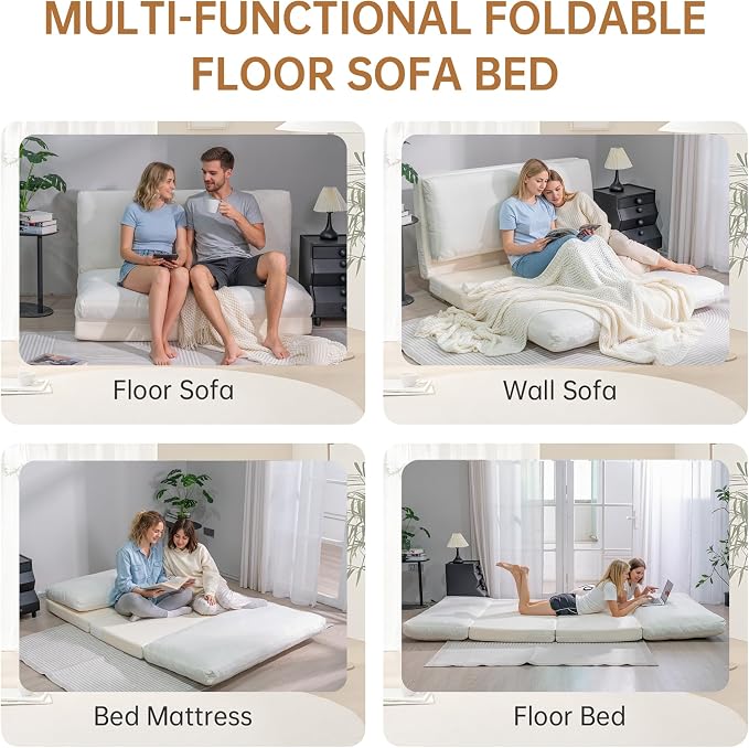 Cvortll 4-in-1 Folding Sofa Bed, Memory Foam Bean Bag Chair, Large Convertible - Image 3
