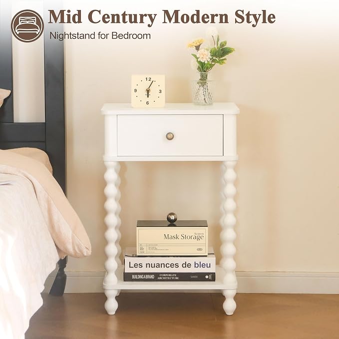 AWASEN White Nightstand, Small Side Table - Image 5