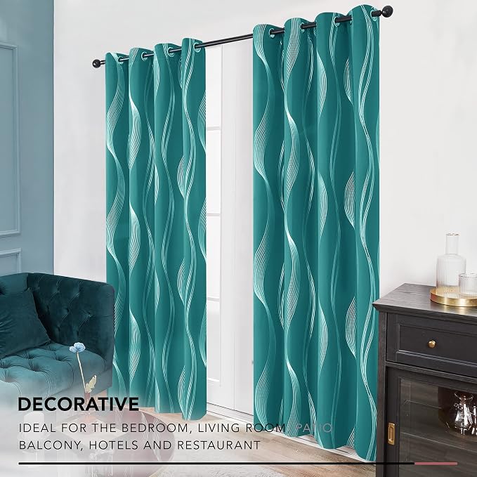 Deconovo Curtains for Living Room, Pattern Blackout Curtains 72 Inches Long | - Image 4