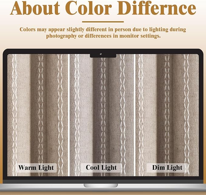Khaki Brown Boho Blackout Curtains 96 Inch 2 Panels - Image 5