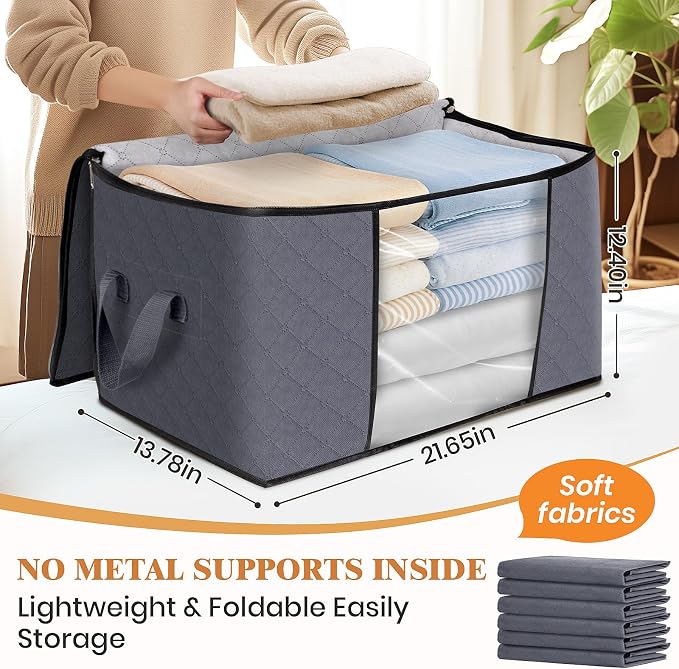 4 Pack Storage Bags for Clothes Blanket Storage Bins - Image 2