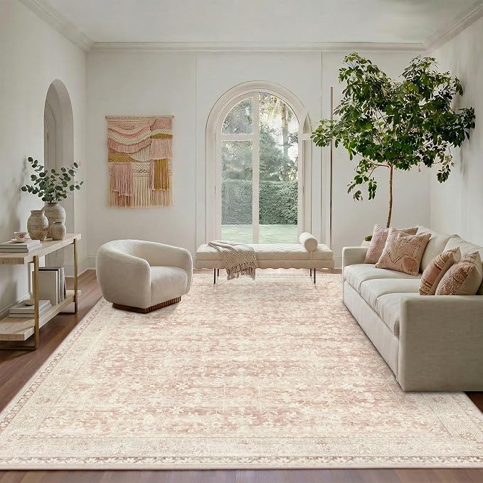 Latte&Fog 8x10 Area Rugs for Living Room Washable Large Pink Rugs Cute | Non by LatteFog