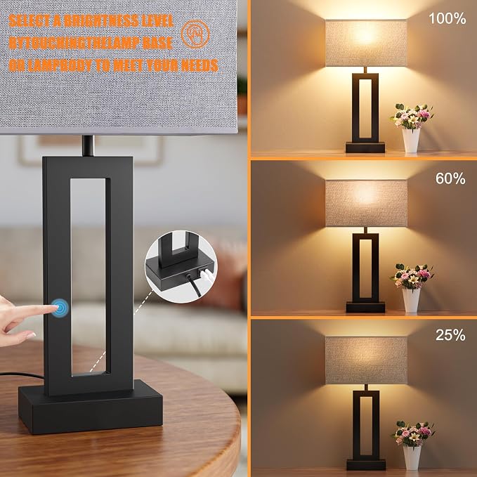 Seealle Nightstand Table Lamps for Bedrooms Set of 2 - Image 2