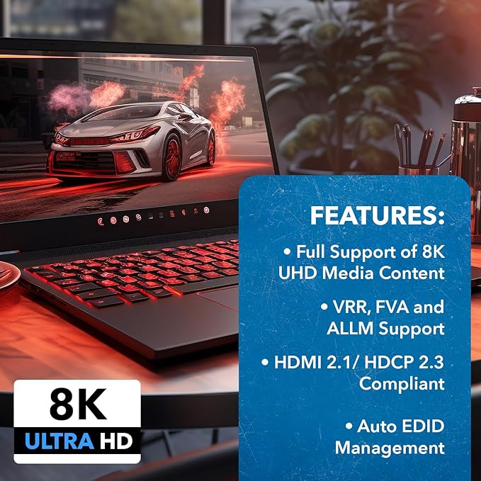 OREI 8K 2x1 HDMI Switch 4K@120hz - Auto HDMI Selector 48Gbps High Resolution Switch Between 2 Inputs Perfect for Gaming, PS5, Xbox, HDR10, Dolby Vision