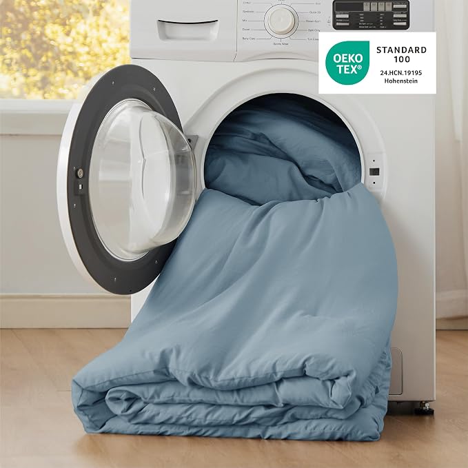Bedsure California King Comforter Set, Dusty Blue Soft Prewashed Bedding - Image 5