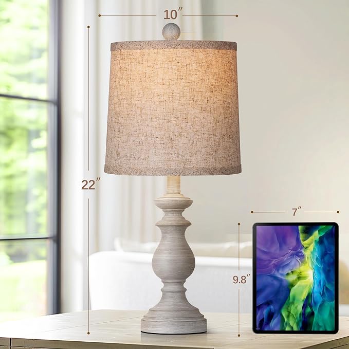 Traditional Table Lamp Set of 2, Rustic Farmhouse Table Lamps - Image 3