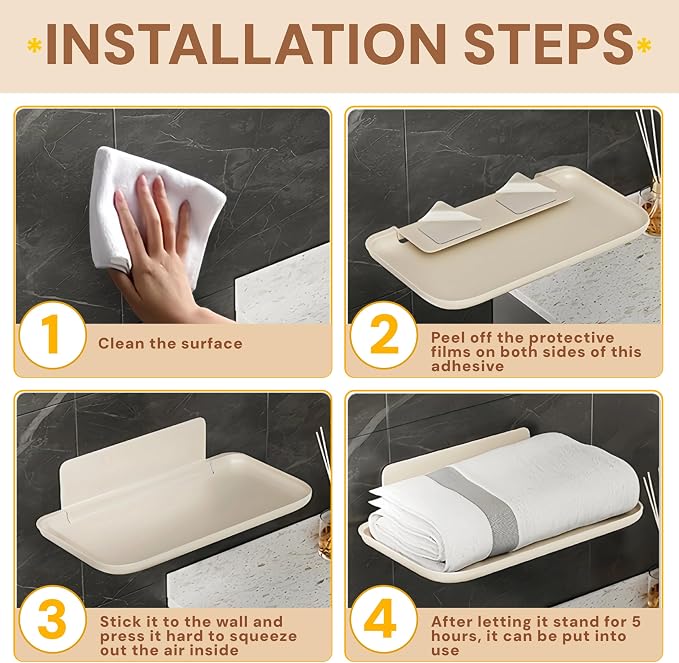Bedside Shelf Wall Mount Set of 2, Folding Floating Shelves - Image 6