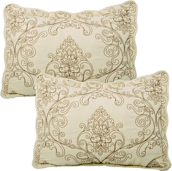 Home Soft Things Damask 4 Piece Bedspread Set, Scalloped Edge Reversible - Image 3