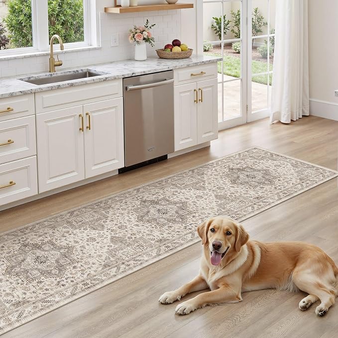 cotiled 2x6 Hallway Runner Rug for Entryway, Non-Slip Vintage, Light Brown | - Image 7