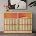 Fluted Nightstand Set of 2, LED Nightstand by WODEER