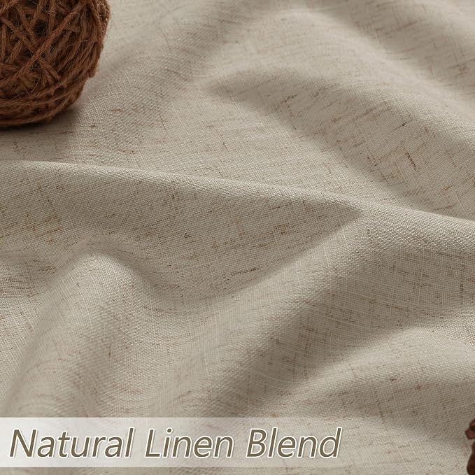 100% Blackout Linen Curtains for Bedroom 84 inches Long, Thermal Insulated Room - Image 3