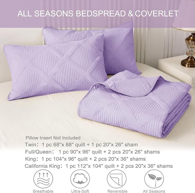 Exclusivo Mezcla Twin Size Quilt Set, Lilac | Soft Bedspreads - Image 6