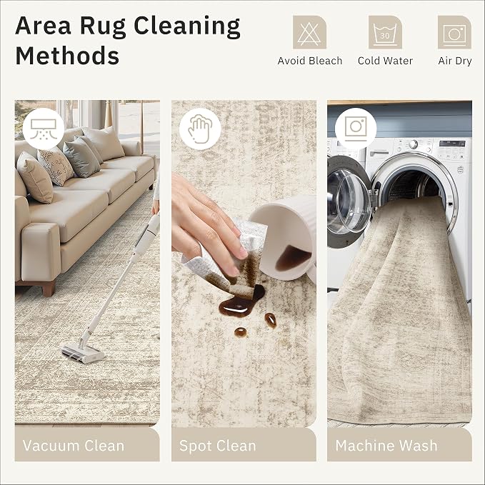 Soalmost Washable Half Circle Round Rug 2x3 Beige Small Half Moon Rug Entry | - Image 7