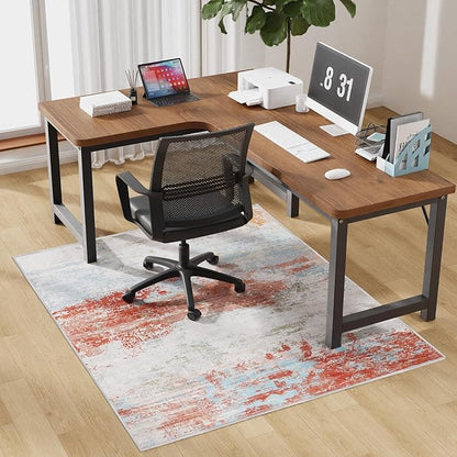 50"x60" Modern Abstract Office Chair Rug, Easy to Clean Computer Chair Rug, Under Desk Rugs for Home Office, Desk Rugs for Rolling Chairs, Floor Mat for Hardwood Floors, Desks Carpet for Tile Floor