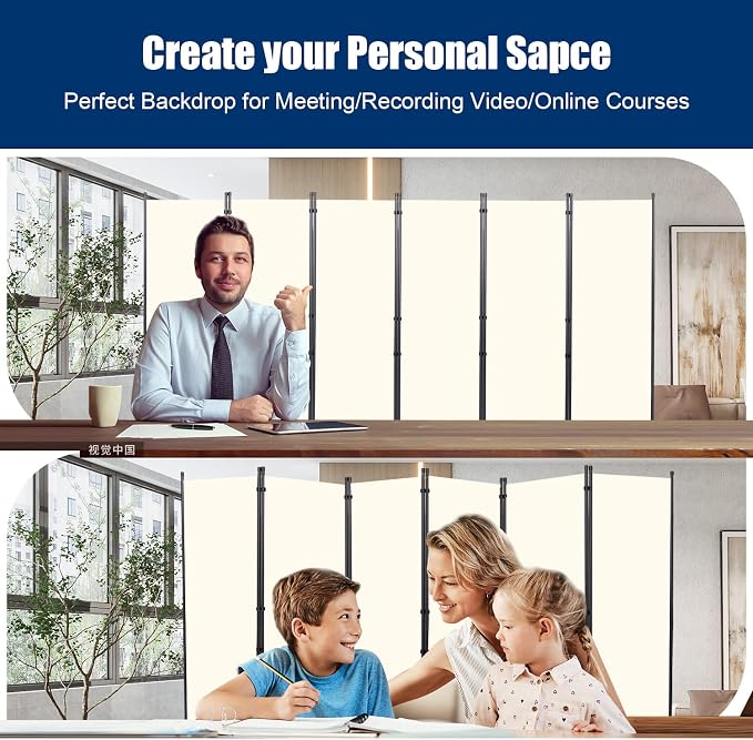Room Divider 6 Panel-132''Wide, 6FT Room Dividers and Folding Privacy Screen | - Image 7