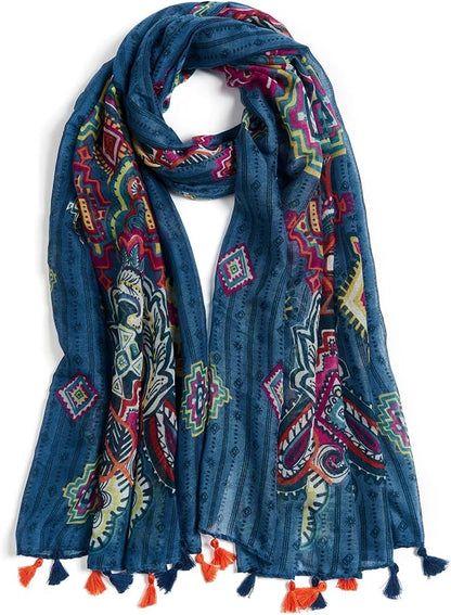 Scarf for Women Lightweight Soft Floral Leopard Printed Scarves Fall Winter Fashion Shawl Wrap with Fringe