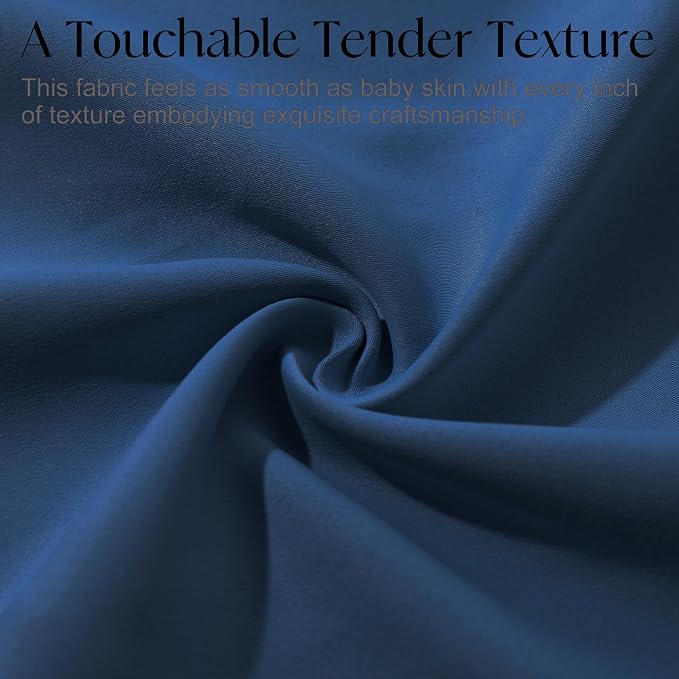Etherealveil Navy Blue Pinch Pleated Blackout Curtains 2 Panels 60"x95" | Back - Image 8