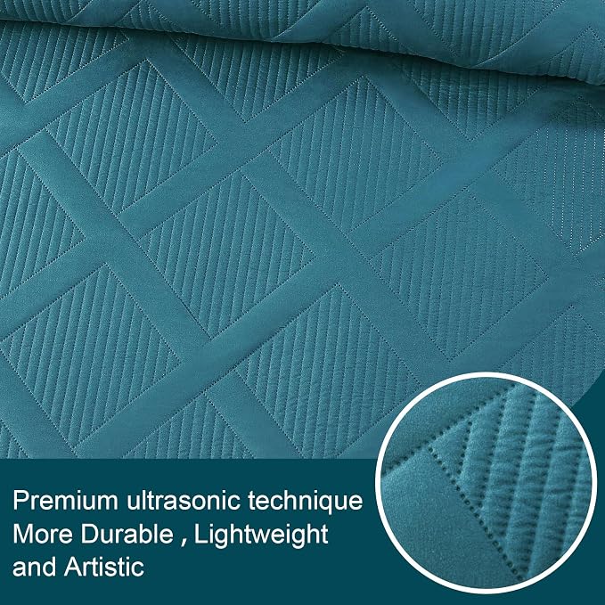 Exclusivo Mezcla Quilts Queen Size, Teal | Soft Bedspreads - Image 4