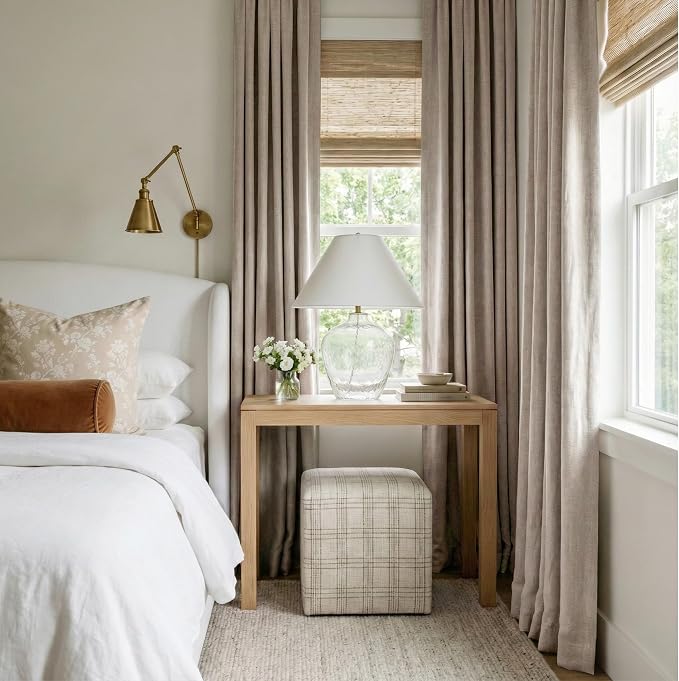 RYB HOME Beige 100% Blackout Linen Curtains 120 Inch Long - Image 2