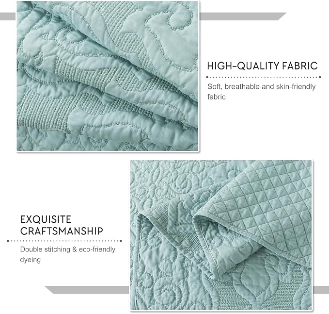 3-Piece King Quilt Set Quilted Bedspread Oversized Microfiber Lightweight - Image 6