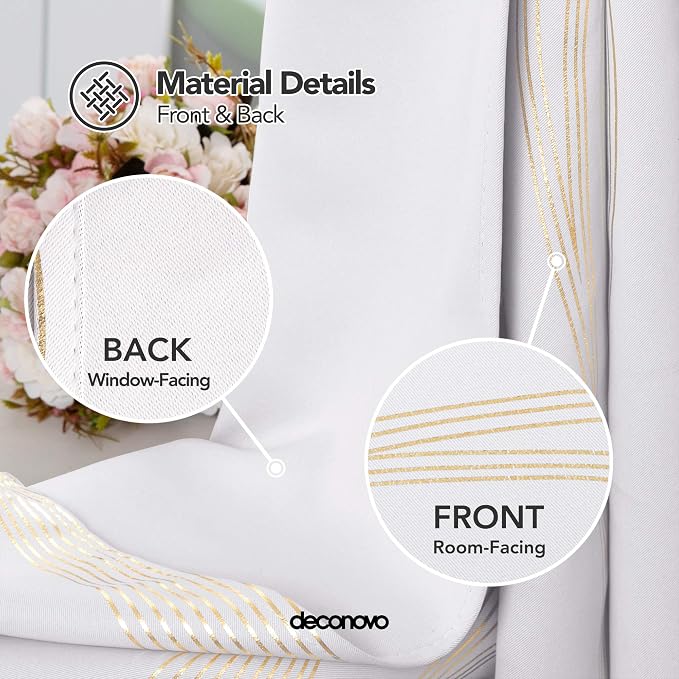 Deconovo Curtains for Living Room, Pattern Blackout Curtains 108 Inch Long | - Image 5