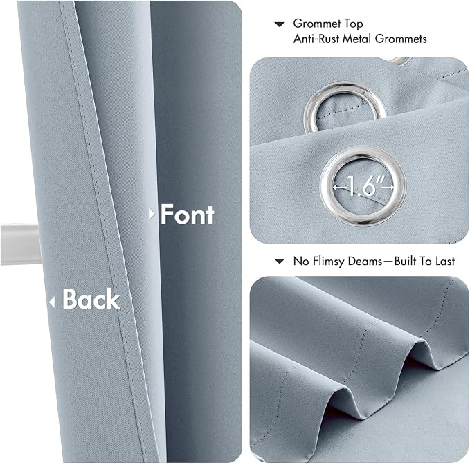 MIULEE Blackout Curtains for Bedroom 2 Panels 40 x 45 Inch Long Light Blue | - Image 4