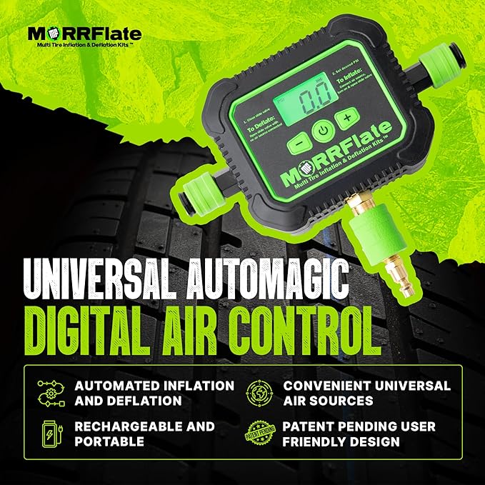 MORRFlate Air Hub + Air Hub Hoses Quad 155" Wheelbase 4 Tire Inflation Deflation System with Air Hub Automatic Digital PSI Controller High-Flow Solenoids Fast Efficient Multi Tire Inflation Deflation