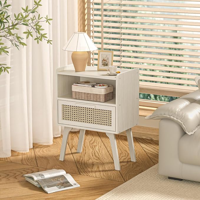 Lerliuo Rattan Nightstands Set of 2, Side Table - Image 6