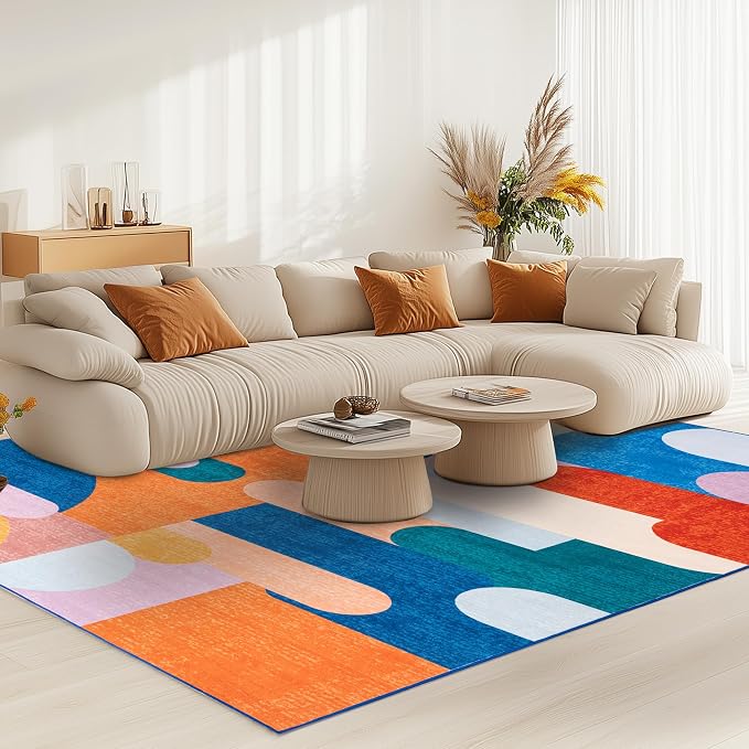 Living Room Rug 6x9 Candy Area Rug Machine Washable Carpet Non Slip Indoor - Image 4