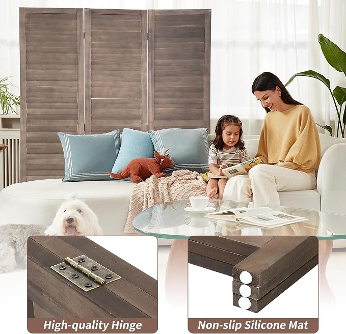 BLKMTY Room Divider 3 Panel Privacy Screen Folding Screen Tall Wood Screen - Image 5