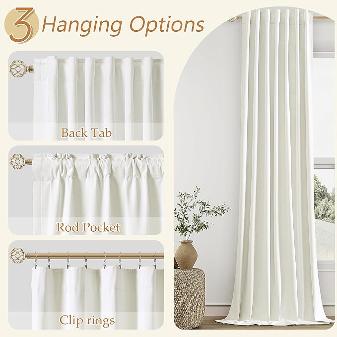 Ivory 100% Blackout Linen Curtains 80 Inch Length 2 Panels Set - Image 6